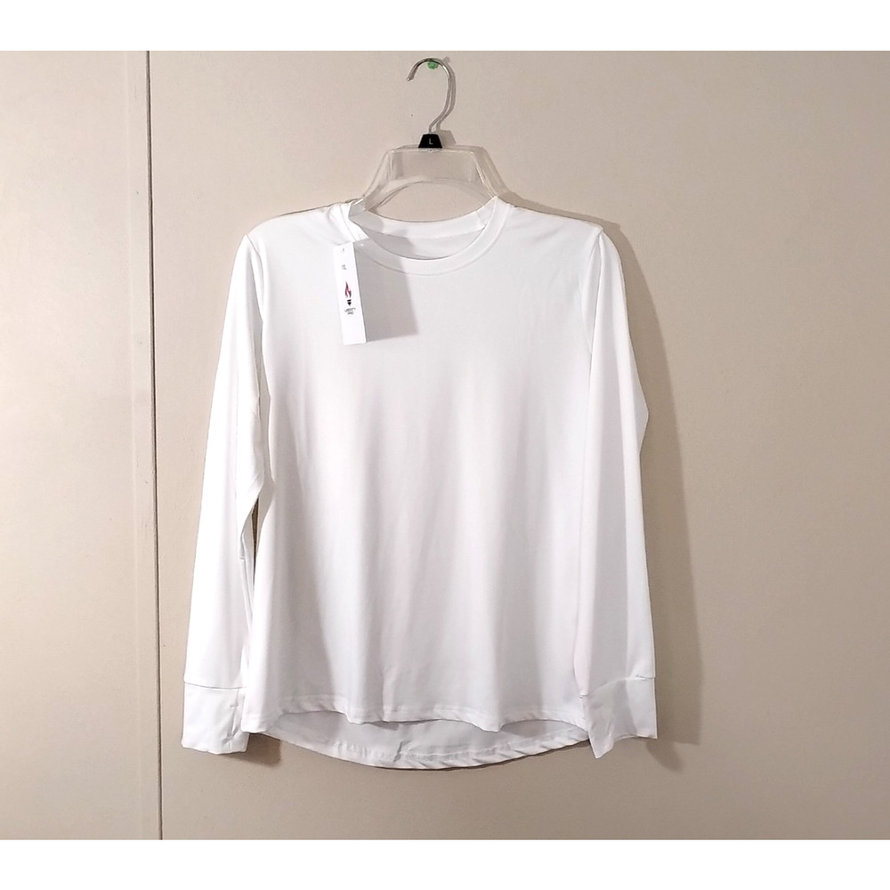 Liberty Pro Youth XL White Compression Pullover Shirt Top Long Sleeve Thumb Hole